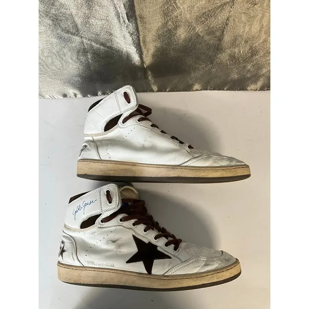 Golden goose Women’s Sky-Star in white nappa leather with chocolate suede star